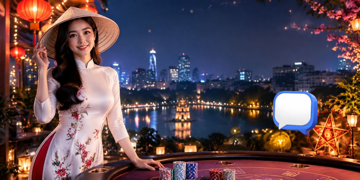 Người dùng Hà Nội mang nón lá sử dụng ứng dụng casino và đặt kèo trên điện thoại